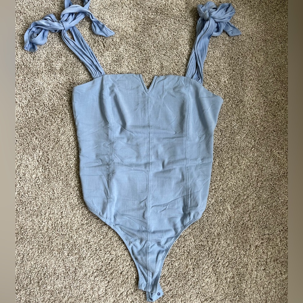 Free People Light Blue Bodysuit